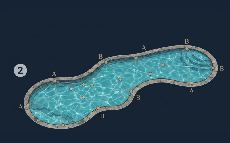 A-B Triangulation Measurement Method for Irregular Pools